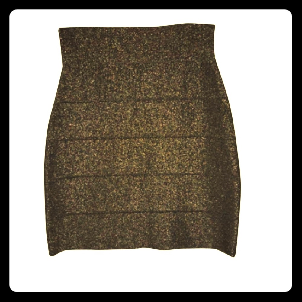 BCBG Max Azria gold glittery skirt